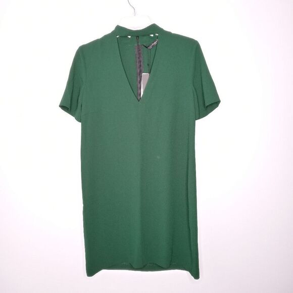 Zara emerald green choker dress size XS - Picture 3 of 11